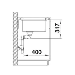 Blanco SUBLINE 430/270-U LH Silgranit 2 Bowl Undermount Kitchen Sink With Manual InFino Waste - Volcano Grey - 527350 -Best Kitchen Items b l blanco 527350 side view dimensions