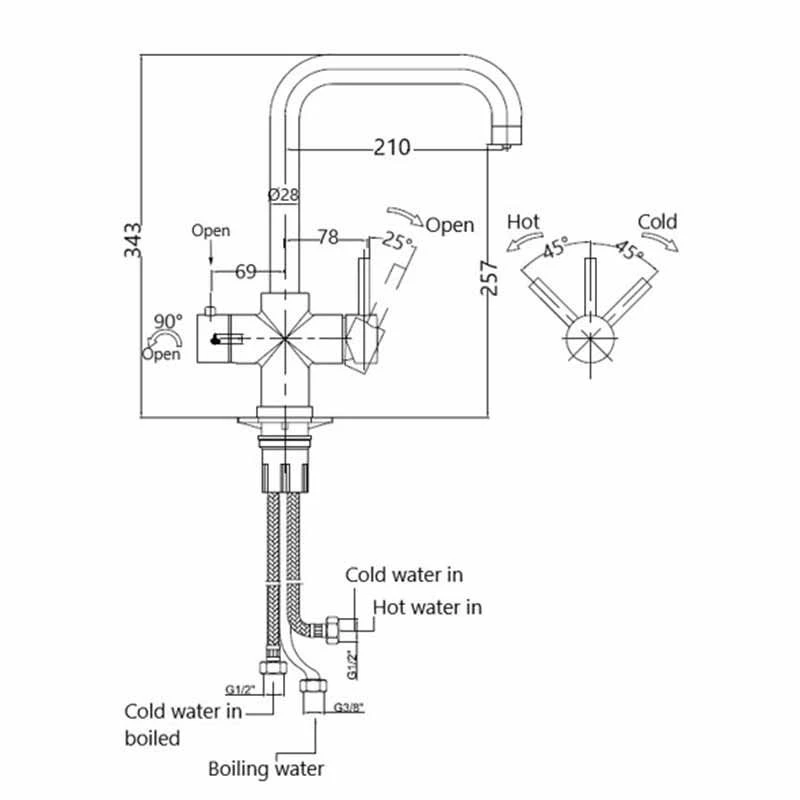 Prima+ 3 In 1 Hot Kitchen Tap - Brushed Steel - BPR403 4 Prima+ 3 In 1 Hot Kitchen Tap - Brushed Steel - BPR403 - Image 2