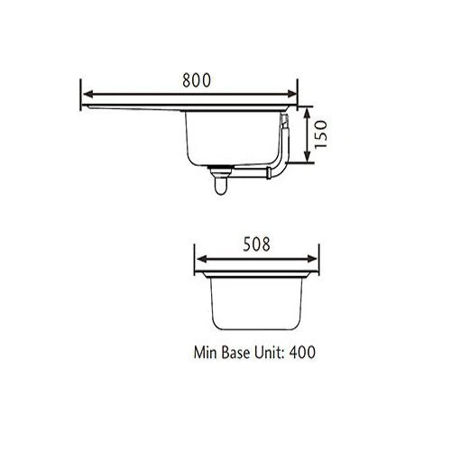 Rangemaster Baltimore Compact 1 Bowl Stainless Steel Kitchen Sink - BL8001/ 4 Rangemaster Baltimore Compact 1 Bowl Stainless Steel Kitchen Sink - BL8001/ - Image 2