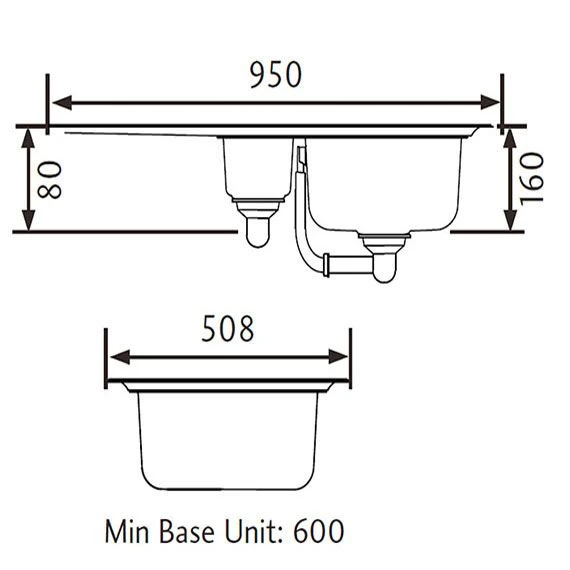 Rangemaster Baltimore 1.5 Bowl Stainless Steel Kitchen Sink - BL9502/ 4 Rangemaster Baltimore 1.5 Bowl Stainless Steel Kitchen Sink - BL9502/ - Image 2