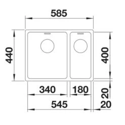 Blanco ANDANO 340/180-IF 1.5 Bowl Stainless Steel Kitchen Sink With Manual InFino Drain System - Satin Polish - 522973 9 Blanco ANDANO 340/180-IF 1.5 Bowl Stainless Steel Kitchen Sink With Manual InFino Drain System - Satin Polish - 522973 -Best Kitchen Items blanco andano 522973 dimensions 1