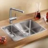 Blanco ANDANO 340/180-IF 1.5 Bowl Stainless Steel Kitchen Sink With Manual InFino Drain System - Satin Polish - 522973 -Best Kitchen Items blanco andano 522973 1