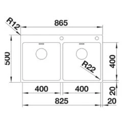 Blanco Andano 400/400-If/A 2 Bowl Stainless Steel Sink Reversible - 525249 -Best Kitchen Items blanco andano 525249 dimensions 1