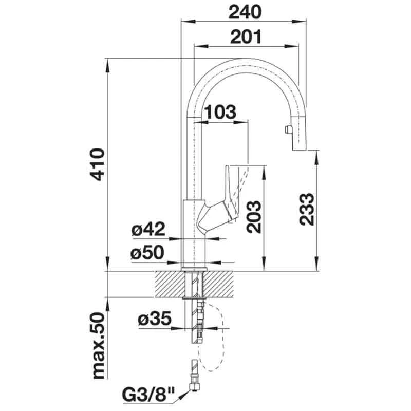 Blanco CARENA-S Vario Pull-Out Spout Silgranit-Look Dual Finish Kitchen Tap - White/Chrome - BM3118WH 6 Blanco CARENA-S Vario Pull-Out Spout Silgranit-Look Dual Finish Kitchen Tap - White/Chrome - BM3118WH - Image 4