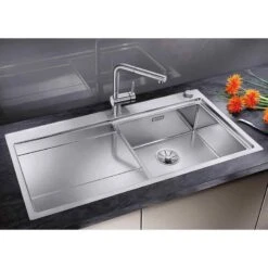 Blanco DIVON II 5 S-IF 1 Bowl Inset Stainless Steel Kitchen Sink With Remote Control InFino Drain System - Satin Polish - 521659