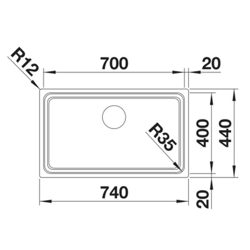Blanco ETAGON 700-U 1 Bowl Undermount Stainless Steel Kitchen Sink With Manual InFino Waste - Satin Polish - 524270 5 Blanco ETAGON 700-U 1 Bowl Undermount Stainless Steel Kitchen Sink With Manual InFino Waste - Satin Polish - 524270 - Image 3