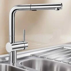 Blanco LINUS-S Vario Pull-Out Handset Galvanic Chrome Kitchen Tap - Chrome - BM3147CH -Best Kitchen Items blanco linus 518406 1