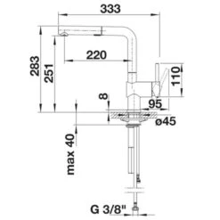 Blanco LINUS-S Vario Pull-Out Handset Galvanic Chrome Kitchen Tap - Chrome - BM3147CH -Best Kitchen Items blanco linus 518406 dimensions 1
