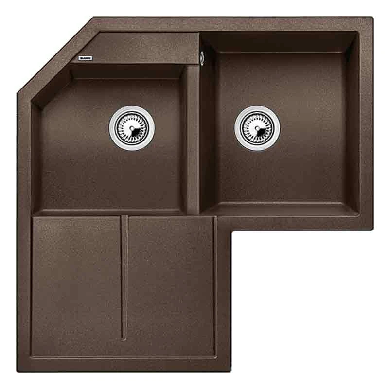 Blanco METRA 9 E 2 Bowl Inset Silgranit Inset Corner Kitchen Sink - Coffee - 515573 3 Blanco METRA 9 E 2 Bowl Inset Silgranit Inset Corner Kitchen Sink - Coffee - 515573