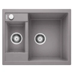 Blanco METRA 6 1.5 Bowl Inset Silgranit Reversible Kitchen Sink With Drain Remote Control - Alumetallic - 516156