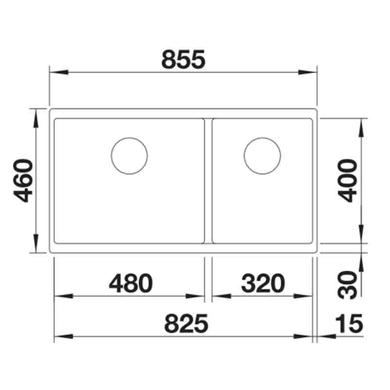 Blanco SUBLINE 480/320-U LH 2 Bowl Undermount Silgranit Kitchen Sink With Manual InFino Waste - White - 523588 4 Blanco SUBLINE 480/320-U LH 2 Bowl Undermount Silgranit Kitchen Sink With Manual InFino Waste - White - 523588 - Image 2