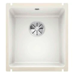Blanco SUBLINE 375-U 1 Bowl Undermount Ceramic Kitchen Sink With Manual InFino Waste - Crystal White - 523726