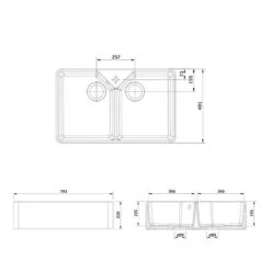 Rangemaster Farmhouse Belfast 2 Bowl Fire Clay Ceramic Kitchen Sink - White - CFBL800WH/ -Best Kitchen Items c f cfbl800wh 3