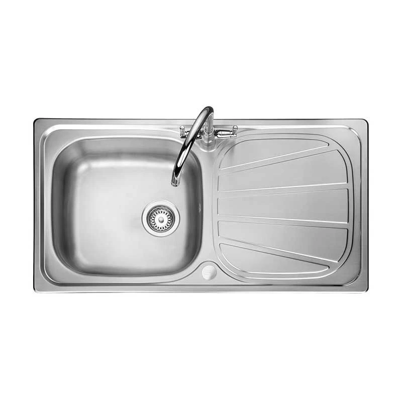Leisure Contour 1 Bowl Inset Kitchen Sink With Reversible Drainer - Polished Stainless Steel - CN950/ 3 Leisure Contour 1 Bowl Inset Kitchen Sink With Reversible Drainer - Polished Stainless Steel - CN950/