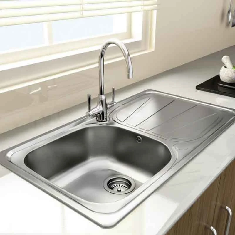 Leisure Contour 1 Bowl Inset Kitchen Sink With Reversible Drainer - Polished Stainless Steel - CN950/ 4 Leisure Contour 1 Bowl Inset Kitchen Sink With Reversible Drainer - Polished Stainless Steel - CN950/ - Image 2