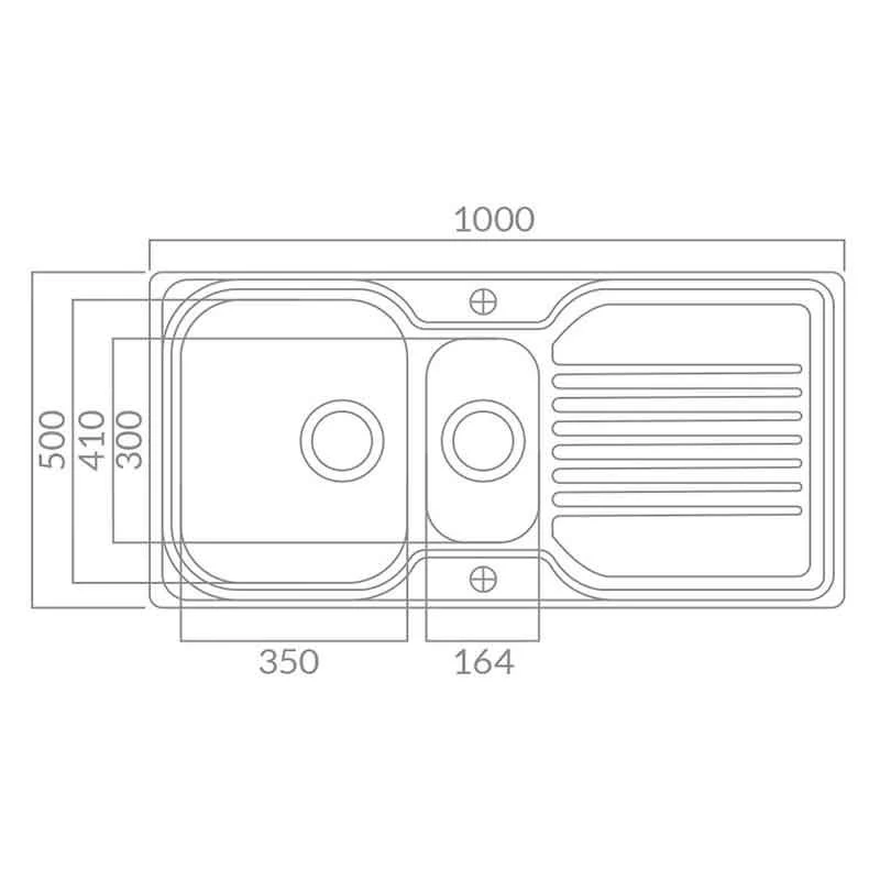 Prima Deep 1.5 Bowl & Drainer Inset Polished Steel Kitchen Sink - CPR032 4 Prima Deep 1.5 Bowl & Drainer Inset Polished Steel Kitchen Sink - CPR032 - Image 2
