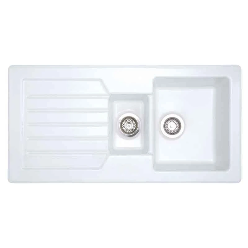 Prima 1.5 Bowl & Drainer Reversible Inset Ceramic Kitchen Sink - White - CPR410 3 Prima 1.5 Bowl & Drainer Reversible Inset Ceramic Kitchen Sink - White - CPR410