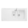 Rangemaster Tenby 1.5 Bowl Fire Clay Ceramic Kitchen Sink - White - CTE10102WH/