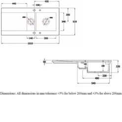 RAK Ceramics Gourmet Dream Sink 1 1.5 Bowl With Reversible Drainer - DSINK1 -Best Kitchen Items d s dsink1 2