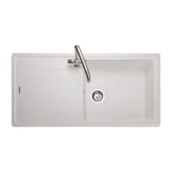 Rangemaster Elements 1 Bowl Igneous Granite Kitchen Sink - Crystal White - ELE1051CW/