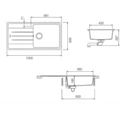 Rangemaster Elements 1 Bowl Igneous Granite Kitchen Sink - Crystal White - ELE1051CW/ -Best Kitchen Items e l ele1051cw 3