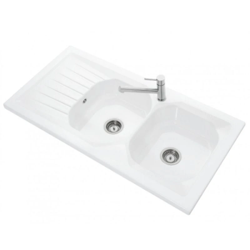 Villeroy & Boch Provence 2 Bowl Reversible Ceramic Kitchen Sink & Drainer - White - EV90002 3 Villeroy & Boch Provence 2 Bowl Reversible Ceramic Kitchen Sink & Drainer - White - EV90002
