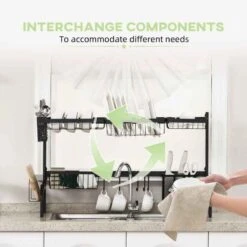 HOMCOM 2 Tier Adjustable Over The Sink Dish Drainer - Black - 801-286V00BK 16 HOMCOM 2 Tier Adjustable Over The Sink Dish Drainer - Black - 801-286V00BK -Best Kitchen Items esv756188d6780b46.jpg