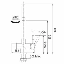 Franke Minerva Helix 4-in-1 Electronic Kitchen Tap - Champagne Gold - 119.0625.397 10 Franke Minerva Helix 4-in-1 Electronic Kitchen Tap - Champagne Gold - 119.0625.397 -Best Kitchen Items franke minerva 1190625397 dimenisons 1
