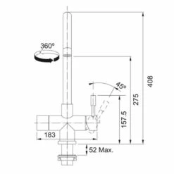 Franke Minerva Helix 4-in-1 Electronic Kitchen Tap - Copper - 119.0625.398 -Best Kitchen Items franke minerva 1190625398 dimensions 1