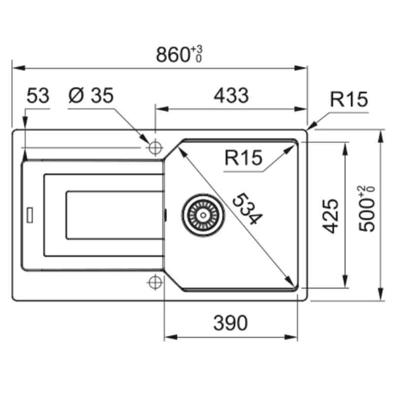 Franke Urban 1 Bowl Inset Fragranite Kitchen Sink Reversible UBG 611-86 - Matt Black & Colourline Waste - 114.0689.378 4 Franke Urban 1 Bowl Inset Fragranite Kitchen Sink Reversible UBG 611-86 - Matt Black & Colourline Waste - 114.0689.378 - Image 2