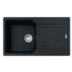 Franke Urban 1 Bowl Inset Fragranite Kitchen Sink Reversible UBG 611-86 - Matt Black & Colourline Waste - 114.0689.378