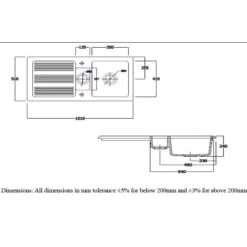 RAK Ceramics Gourmet Sink 1 - 1.5 Bowl Kitchen Sink With Reversible Drainer - GOSINK1V2 -Best Kitchen Items g o gosink1v2 2