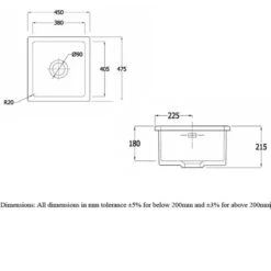 RAK Ceramics Gourmet Sink 6 - Square Over/Under Counter Kitchen Sink - GOSINK6 -Best Kitchen Items g o gosink6 2