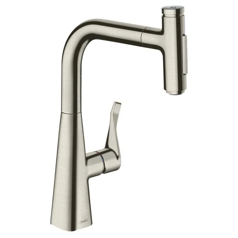 Hansgrohe Metris Select M71 Single Lever Kitchen Mixer Tap With Pull-Out Spray 2 Spray Modes - Stainless Steel - 73822800 3 Hansgrohe Metris Select M71 Single Lever Kitchen Mixer Tap With Pull-Out Spray 2 Spray Modes - Stainless Steel - 73822800