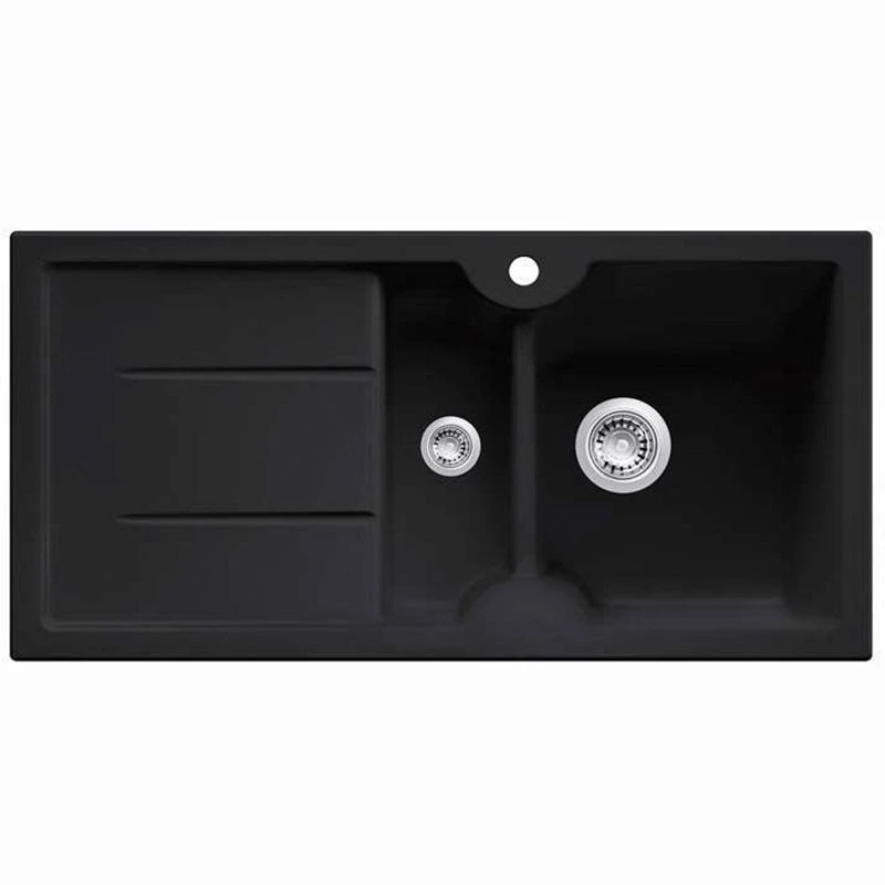 Thomas Denby Harmony MB 1.5 Bowl Reversible Ceramic Kitchen Sink & Drainer - Black Satin - HAR1020BL 3 Thomas Denby Harmony MB 1.5 Bowl Reversible Ceramic Kitchen Sink & Drainer - Black Satin - HAR1020BL