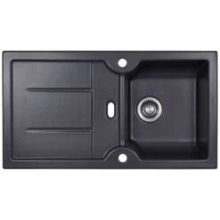 Thomas Denby Harmony XW 1 Bowl Reversible Ceramic Kitchen Sink & Drainer - Basalt Satin - HAR9110BA