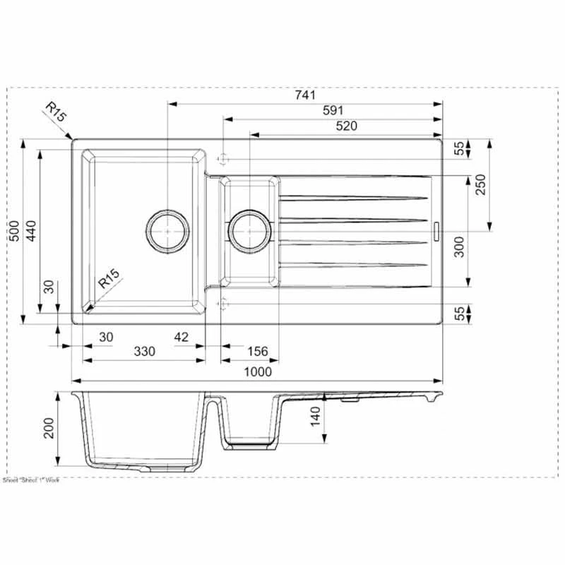 Reginox Harlem 15 1.5 Bowl Sink And Drainer - Caffe Silvery - HARLEM 15 CS 4 Reginox Harlem 15 1.5 Bowl Sink And Drainer - Caffe Silvery - HARLEM 15 CS - Image 2
