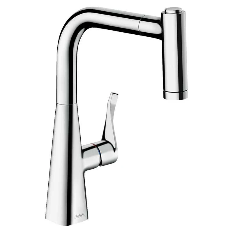 Hansgrohe Metris M71 Single Lever Kitchen Mixer Tap 220 With Pull Out Spray 2 Spray Modes - Chrome - 14834000 3 Hansgrohe Metris M71 Single Lever Kitchen Mixer Tap 220 With Pull Out Spray 2 Spray Modes - Chrome - 14834000
