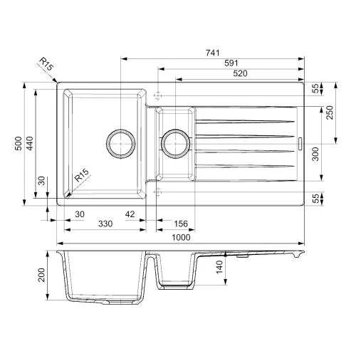 Reginox Harlem 1.5 Bowl Granite Kitchen Sink, Black Silver - HARLEM 15 BS 4 Reginox Harlem 1.5 Bowl Granite Kitchen Sink, Black Silver - HARLEM 15 BS - Image 2