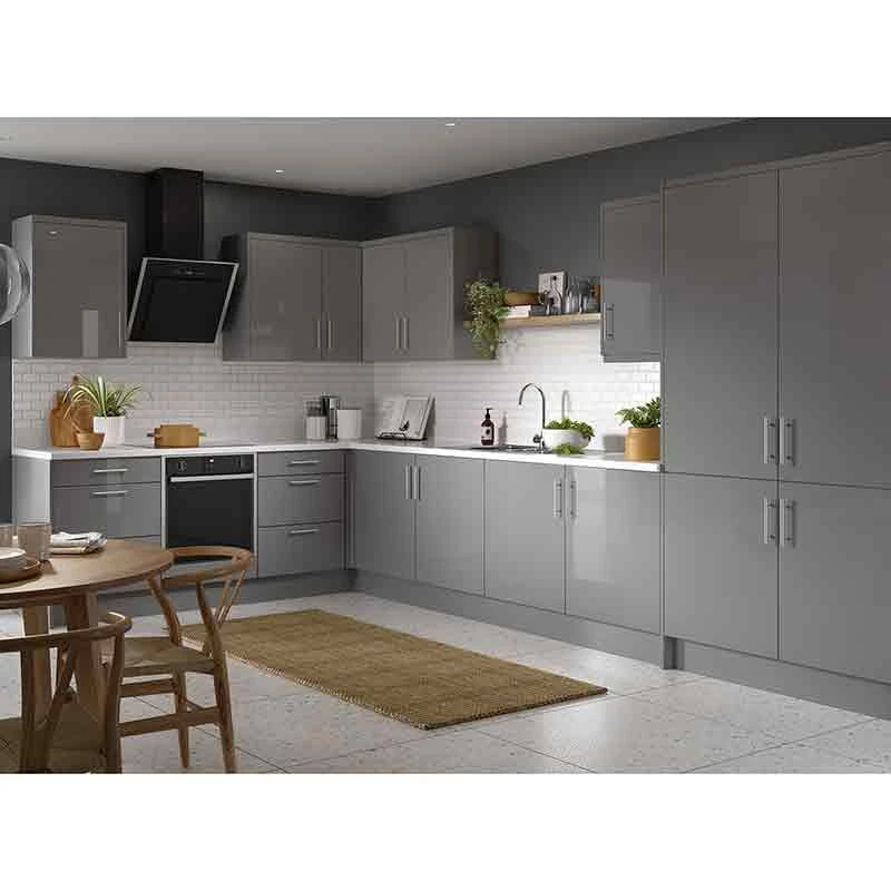 Kitchen Kit Slab 600mm Tall 70/30 Fridge/Freezer Housing - Super Gloss - Dust Grey - Flatpacked - FKKF0322 4 Kitchen Kit Slab 600mm Tall 70/30 Fridge/Freezer Housing - Super Gloss - Dust Grey - Flatpacked - FKKF0322 - Image 2
