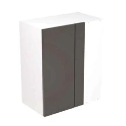 Kitchen Kit Slab 600mm Blind Corner Wall Cabinet - Super Gloss - Graphite - Flatpacked - FKKF0416