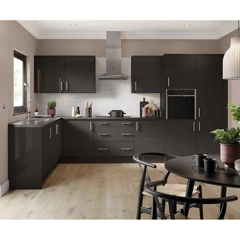 Kitchen Kit Slab 600mm Blind Corner Wall Cabinet - Super Gloss - Graphite - Flatpacked - FKKF0416 4 Kitchen Kit Slab 600mm Blind Corner Wall Cabinet - Super Gloss - Graphite - Flatpacked - FKKF0416 - Image 2