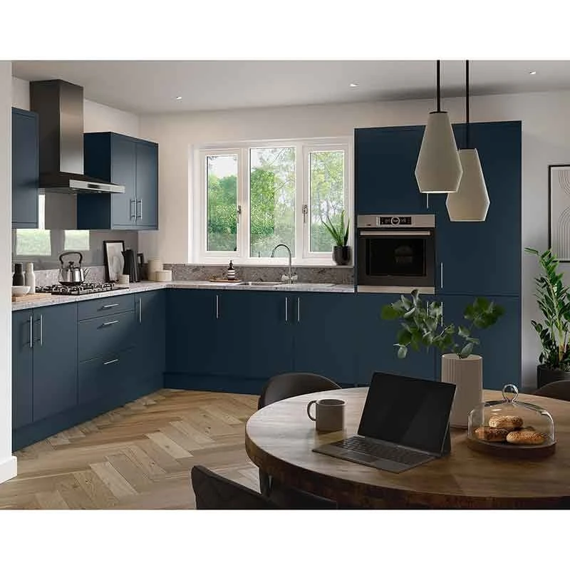 Kitchen Kit Slab 1000mm Blind Corner Base Cabinet - Ultra Matt - Indigo Blue - Flatpacked - FKKF1309 4 Kitchen Kit Slab 1000mm Blind Corner Base Cabinet - Ultra Matt - Indigo Blue - Flatpacked - FKKF1309 - Image 2