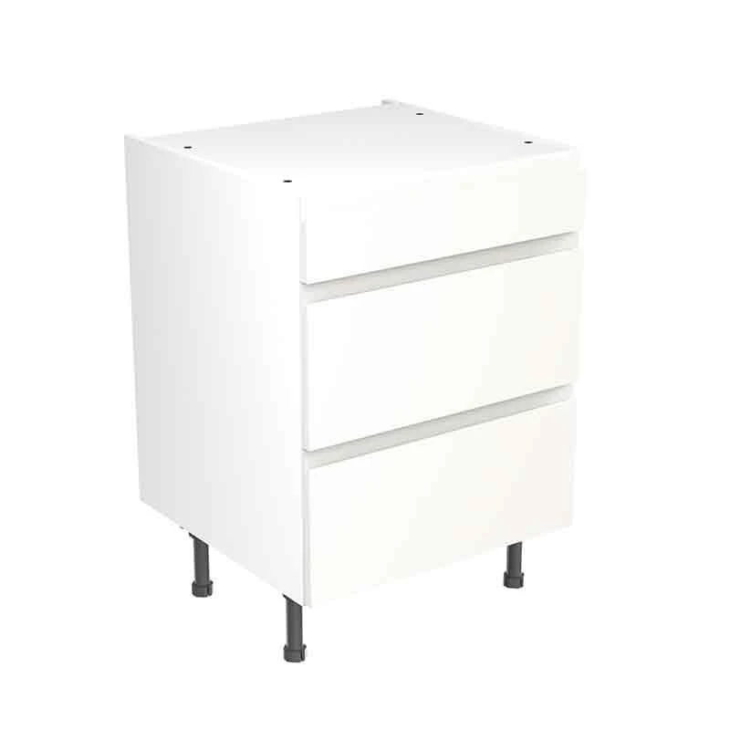 Kitchen Kit J-Pull 600mm 3 Drawer Base Cabinet - Super Gloss - White - Flatpacked - FKKJ0006 3 Kitchen Kit J-Pull 600mm 3 Drawer Base Cabinet - Super Gloss - White - Flatpacked - FKKJ0006