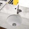 Thomas Denby Metro 1 Bowl Ceramic Round Bowl Kitchen Sink - White - MET1060 -Best Kitchen Items met1060