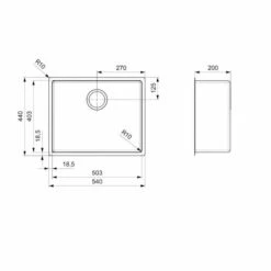 Reginox New York 1 Bowl Integrated Sink - Jet Black - NEW YORK 50X40 JB -Best Kitchen Items n e newyork50x40jb dimensions