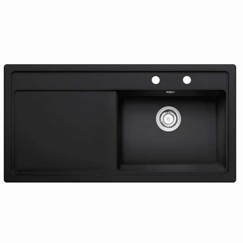 Thomas Denby Opus XL 1 Bowl Ceramic Kitchen Sink & LH Drainer - Black Satin - OPU1010LBL 3 Thomas Denby Opus XL 1 Bowl Ceramic Kitchen Sink & LH Drainer - Black Satin - OPU1010LBL