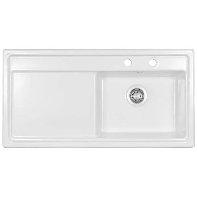 Thomas Denby Opus XL 1 Bowl Ceramic Kitchen Sink & LH Drainer - White Gloss - OPU1010LWH 3 Thomas Denby Opus XL 1 Bowl Ceramic Kitchen Sink & LH Drainer - White Gloss - OPU1010LWH