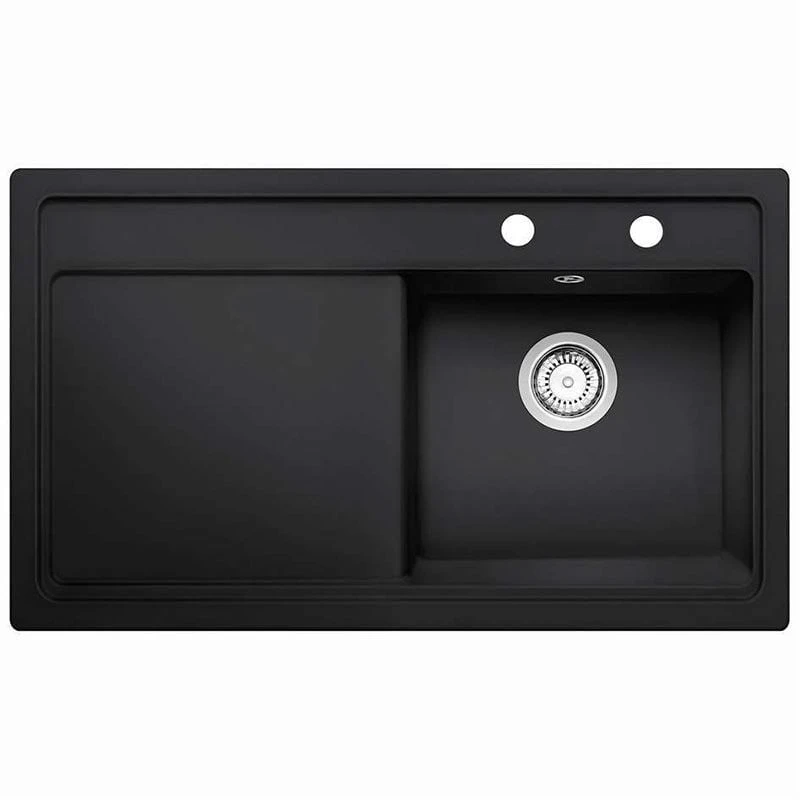 Thomas Denby Opus Compact 1 Bowl Ceramic Kitchen Sink & LH Drainer - Black Satin - OPU861LBL 3 Thomas Denby Opus Compact 1 Bowl Ceramic Kitchen Sink & LH Drainer - Black Satin - OPU861LBL