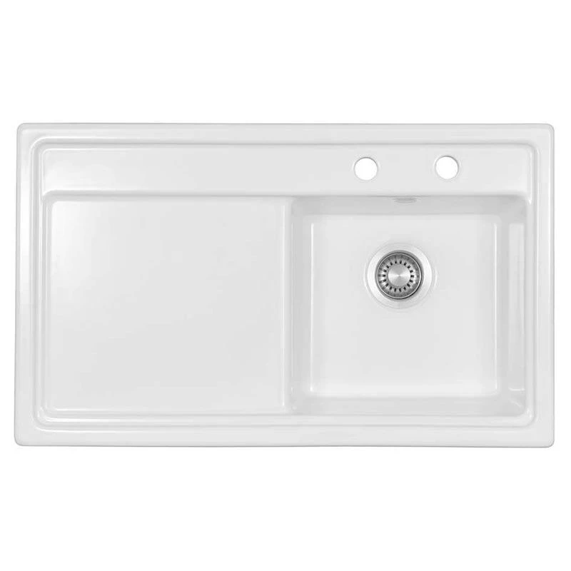 Thomas Denby Opus Compact 1 Bowl Ceramic Kitchen Sink & LH Drainer - White Gloss - OPU861LWH 3 Thomas Denby Opus Compact 1 Bowl Ceramic Kitchen Sink & LH Drainer - White Gloss - OPU861LWH